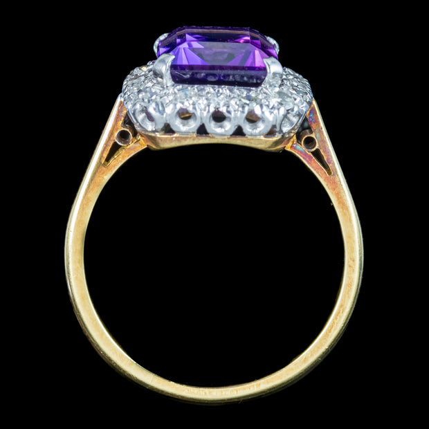 Art Deco Amethyst Diamond Cluster Ring 3ct Amethyst