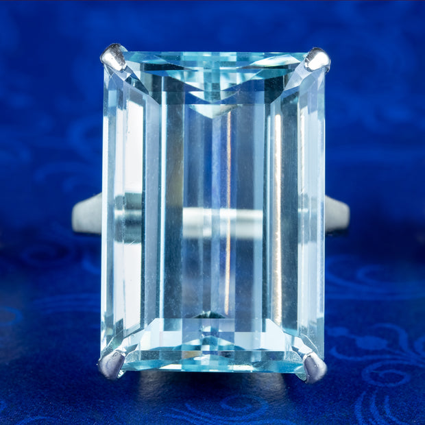 Art Deco Aquamarine Cocktail Ring 28.45ct Aqua