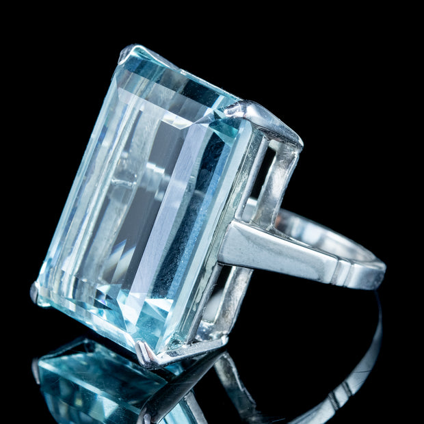 Art Deco Aquamarine Cocktail Ring 28.45ct Aqua