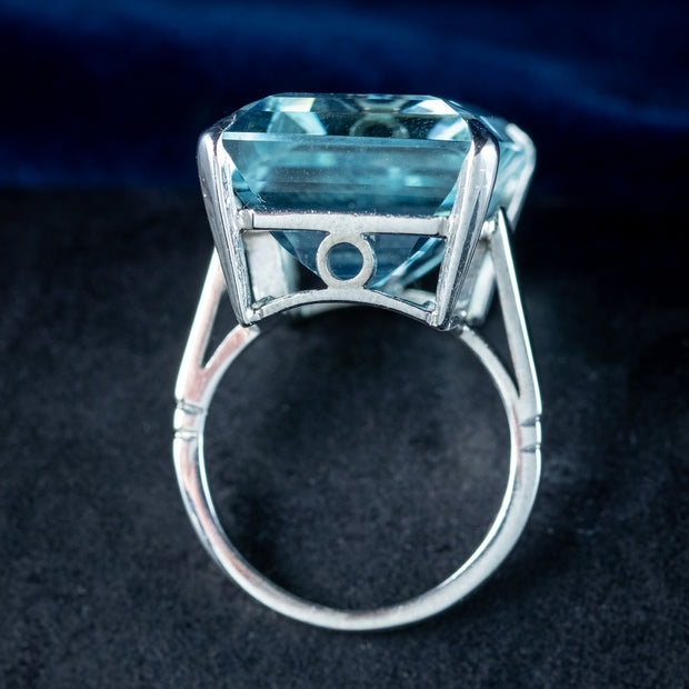 Art Deco Aquamarine Cocktail Ring 28.45ct Aqua