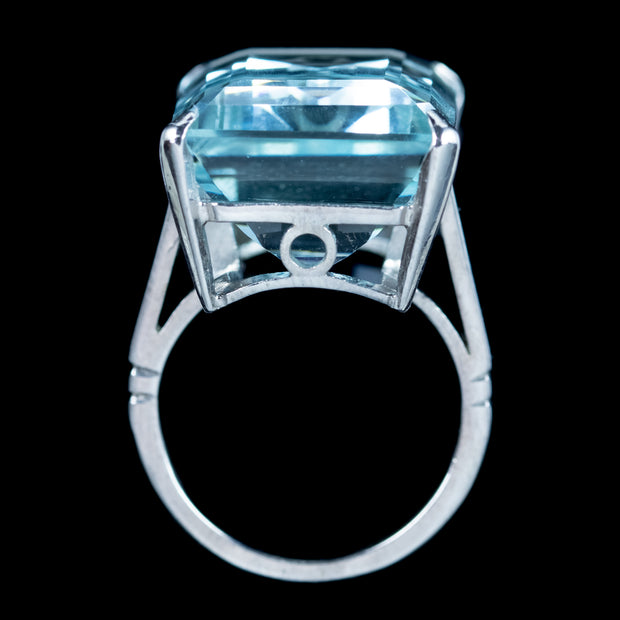 Art Deco Aquamarine Cocktail Ring 28.45ct Aqua