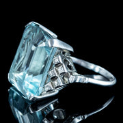 Art Deco Aquamarine Diamond Cocktail Ring 25ct Aqua