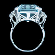 Art Deco Aquamarine Diamond Cocktail Ring 25ct Aqua