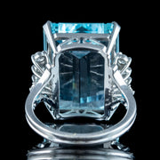 Vintage Aquamarine Diamond Cocktail Ring 18ct Aqua