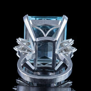 Art Deco Aquamarine Diamond Cocktail Ring 35ct Aqua