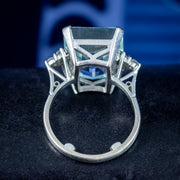 Art Deco Aquamarine Diamond Cocktail Ring 10ct Aqua