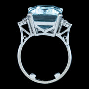 Art Deco Aquamarine Diamond Cocktail Ring 10ct Aqua