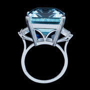 Art Deco Aquamarine Diamond Cocktail Ring 35ct Aqua