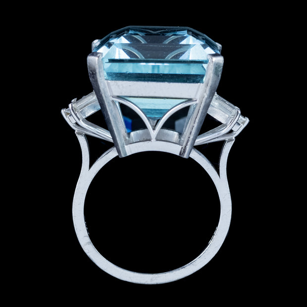 Art Deco Aquamarine Diamond Cocktail Ring 35ct Aqua