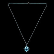 Art Deco Aquamarine Diamond Lavaliere Pendant Necklace 14.5ct Aqua