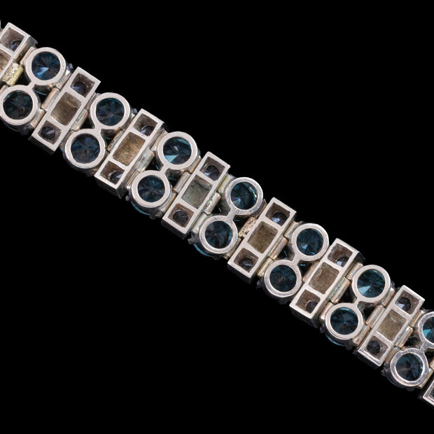 Art Deco Blue Zircon White Sapphire Bracelet