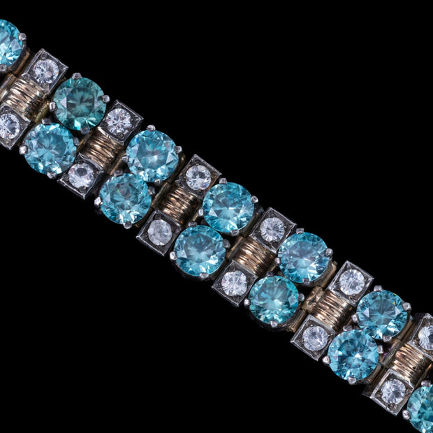 Art Deco Blue Zircon White Sapphire Bracelet