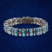 Art Deco Blue Zircon White Sapphire Bracelet