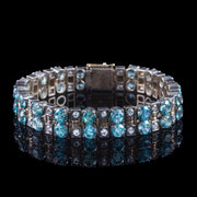 Art Deco Blue Zircon White Sapphire Bracelet