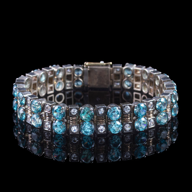 Art Deco Blue Zircon White Sapphire Bracelet