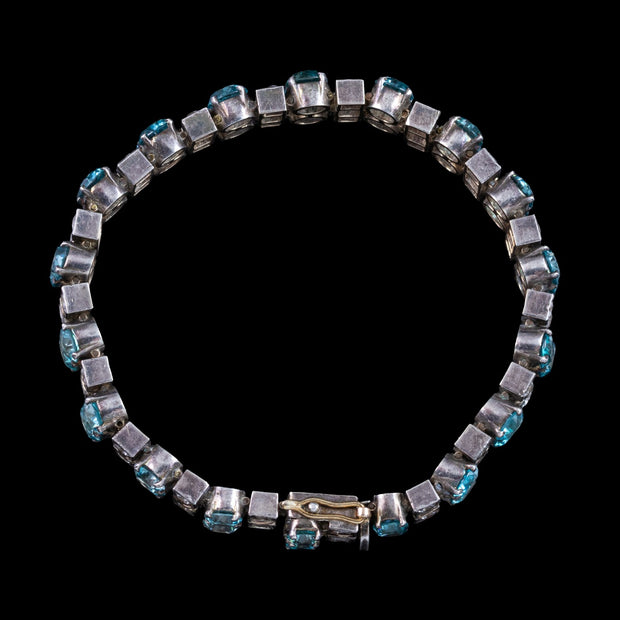 Art Deco Blue Zircon White Sapphire Bracelet
