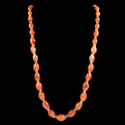 Art Deco Carnelian Crystal Opera Bead Necklace 
