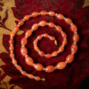 Art Deco Carnelian Crystal Opera Bead Necklace 