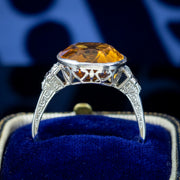 Art Deco Citrine Sapphire Diamond Ring 8ct Citrine
