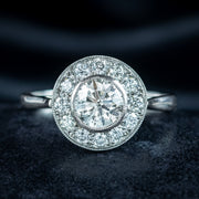 Art Deco Diamond Cluster Ring 1.5ct Total 