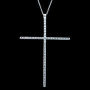 Art Deco Diamond Cross Pendant Necklace 18ct Gold