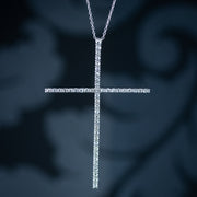 Art Deco Diamond Cross Pendant Necklace 18ct Gold