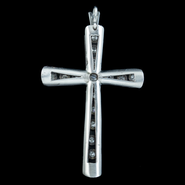 Art Deco Diamond Cross Pendant Platinum 1.5ct Diamond