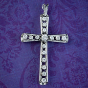 Art Deco Diamond Cross Pendant Platinum 1.5ct Diamond