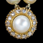 Art Deco Double Strand Pearl Necklace 18ct Gold Diamond Clasp