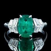 Art Deco Emerald Diamond Ring 1.67ct Emerald With Cert  