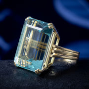 Art Deco French Aquamarine Cocktail Ring 25ct Aqua