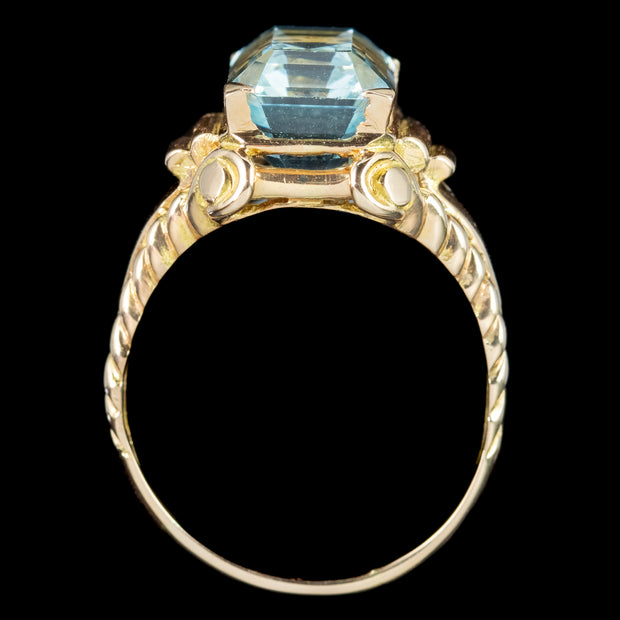 Art Deco French Aquamarine Ring 6.6ct Aqua
