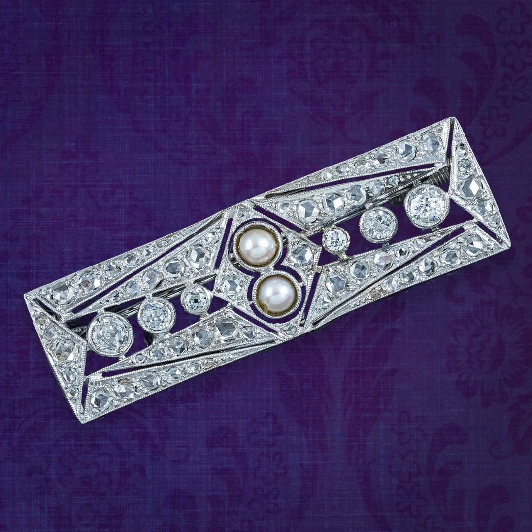 Broche Clip Art Déco En Platine Avec Diamants (2,40 Carats) - Modèle 1397, Bijou Ancien Occasion