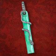Art Deco Jade Pendant With Diamond Snake