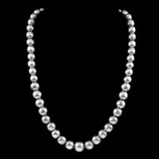 Art Deco Long Bead Necklace Sterling Silver