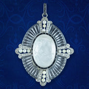 Art Deco Mary And Jesus Crystal Diamond Pearl Cross Pendant With Box