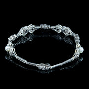 Art Deco Pearl Diamond Bracelet 18ct Gold 2.5ct Of Diamond