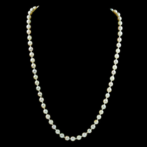 Art Deco Pearl Necklace Sterling Silver Clasp