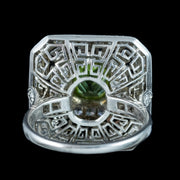 Art Deco Peridot Diamond Cluster Cocktail Ring 