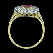 Art Deco Sapphire Diamond Cluster Ring 1.2ct Pink Sapphire