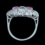 Art Deco Pink Sapphire Diamond Cluster Ring 
