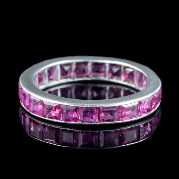 Art Deco Ruby Full Eternity Ring Platinum 3.1ct Total