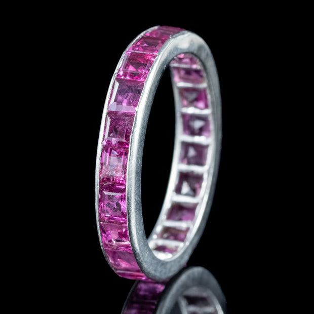 Art Deco Ruby Full Eternity Ring Platinum 3.1ct Total
