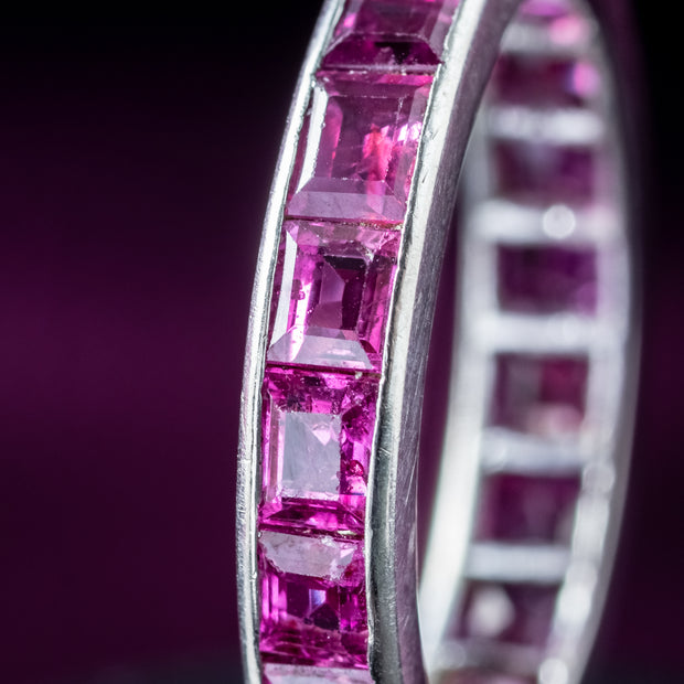 Art Deco Ruby Full Eternity Ring Platinum 3.1ct Total