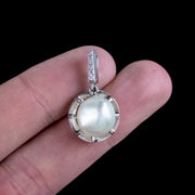 Art Deco Saltwater Pearl Diamond Pendant 18ct Gold With Cert