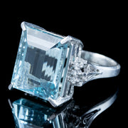 Art Deco Style Aquamarine Diamond Cocktail Ring 14.88ct Aqua