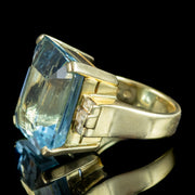 Art Deco Style Aquamarine Diamond Cocktail Ring 28ct Aqua