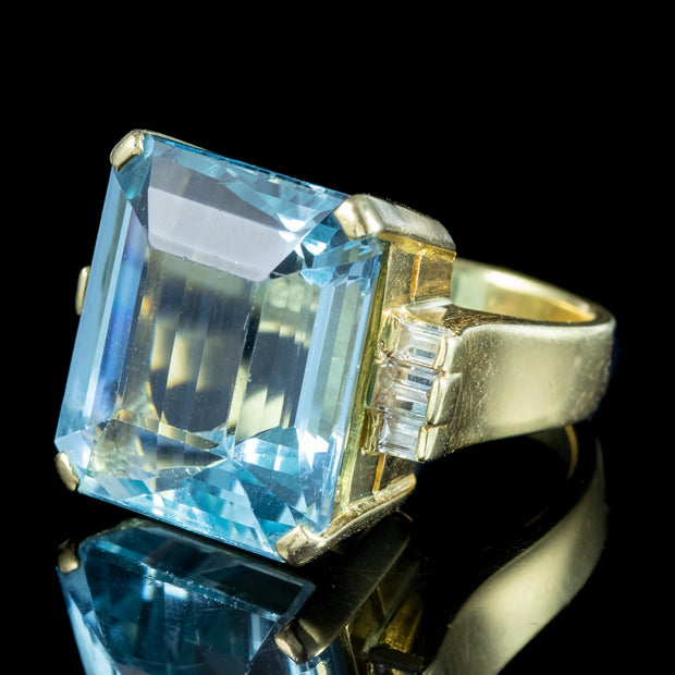 Art Deco Style Aquamarine Diamond Cocktail Ring 28ct Aqua