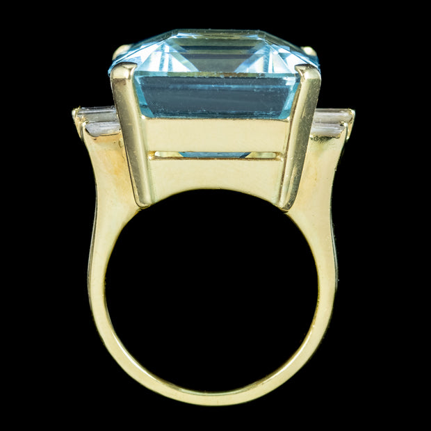 Art Deco Style Aquamarine Diamond Cocktail Ring 28ct Aqua