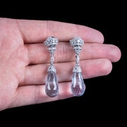 Art Deco Style Aquamarine Diamond Drop Earrings 18Ct Gold 25ct of Aqua
